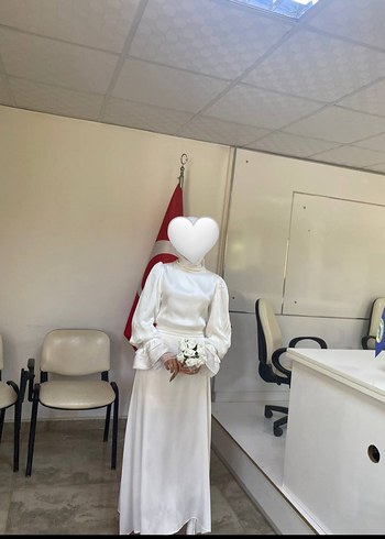Abiye Uzun Kollu Beyaz nikah elbisesi/ tesettür