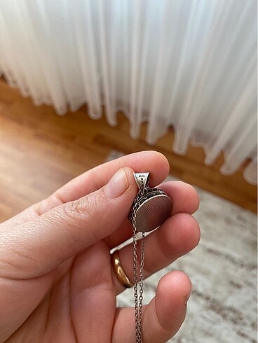 Beden gri Renk Gümüş vintage kolye
