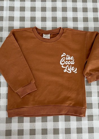 Kiremit kahve renk Baskılı çocuk Sweatshirt - Görsel 2