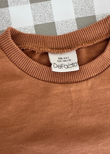 Kiremit kahve renk Baskılı çocuk Sweatshirt - Görsel 4