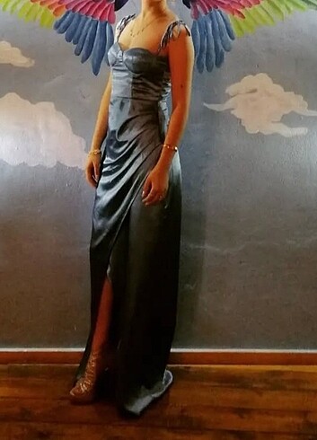 xs Beden mavi Renk Çok sık gece elbisesi