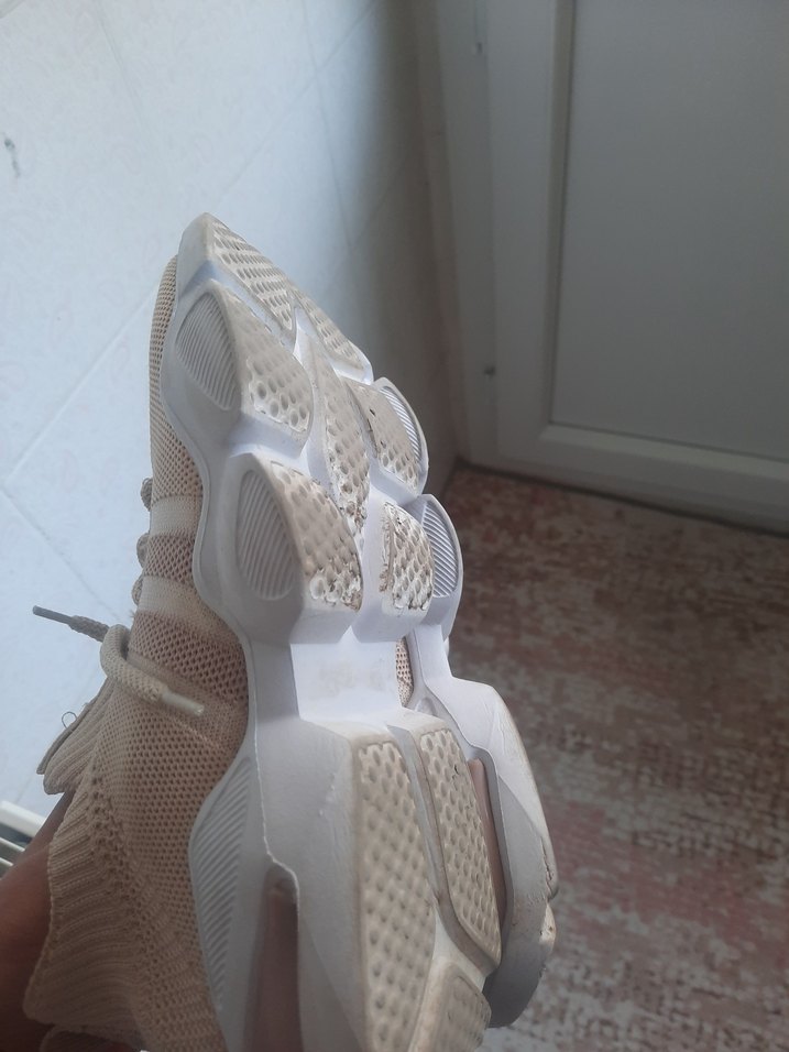 Bej Bağcıklı Kadın Spor Ayakkabı - Görsel 5