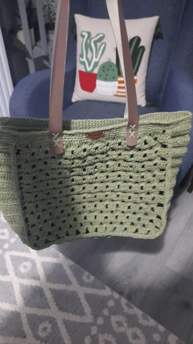 Örgü El Yapımı Yeşil Bohem Kadın Çanta - Görsel 2