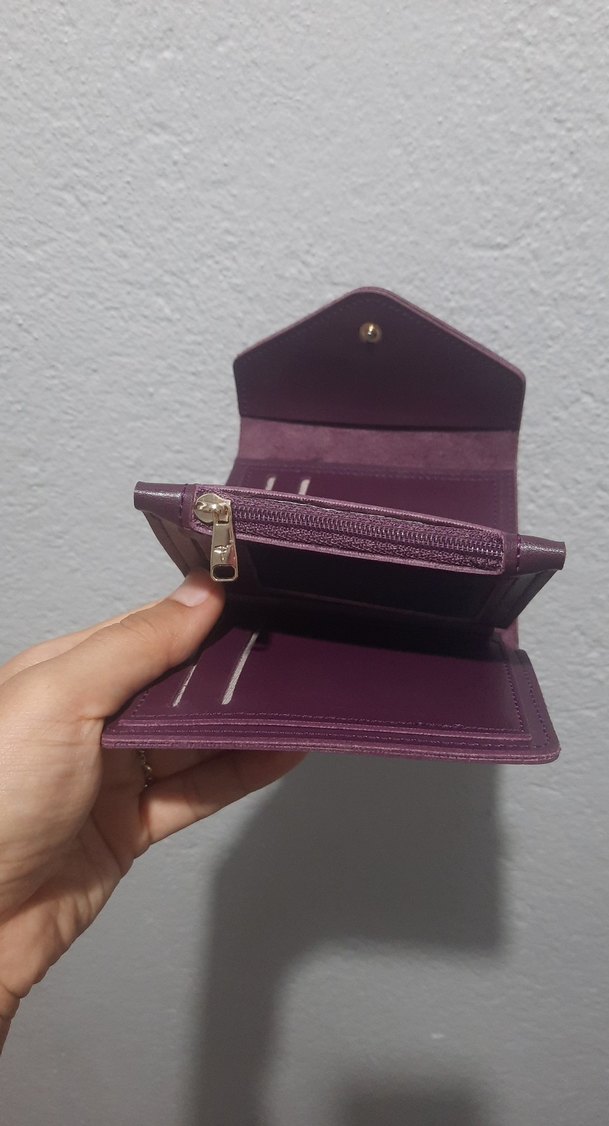 Klasik Mor Deri Kadın Cüzdanı - Görsel 4