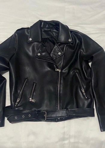 Kadın Siyah Deri Biker Ceket