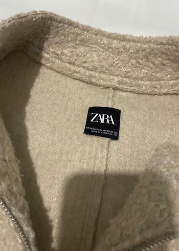 s Beden Bej Peluş Detaylı Midi Kadın Ceket