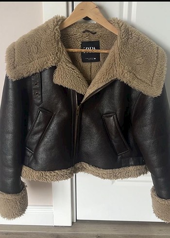 Zara Kahverengi Kürklü Deri Kadın Ceket