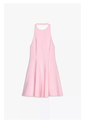 xs Beden pembe Renk Zara halter yaka godet elbise