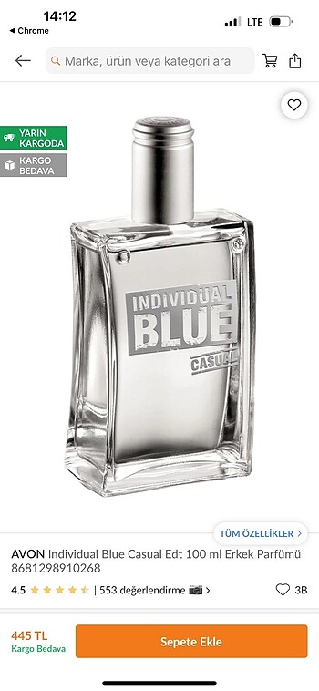 Avon individual blue erkek parfümü