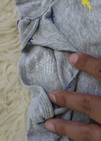 Gri Desenli Kısa Kollu Örme Bebek Zıbını - Görsel 2