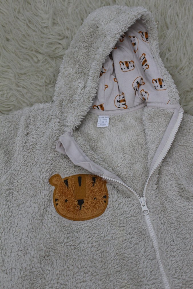 Peluş Erkek Bebek Tulum Gri Nakışlı - Görsel 2