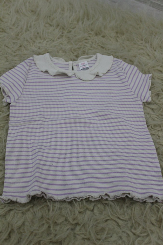 Kız Çocuk Mor Çizgili Fırfırlı Bluz - Görsel 2