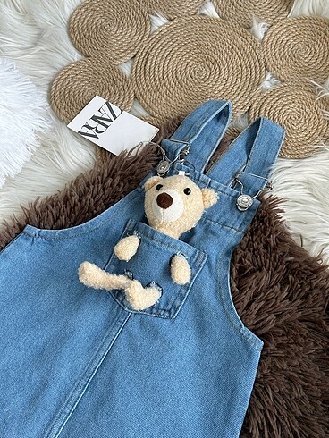 18-24 Ay Beden Zara kids teddy ayıcıklı kot elbise jile