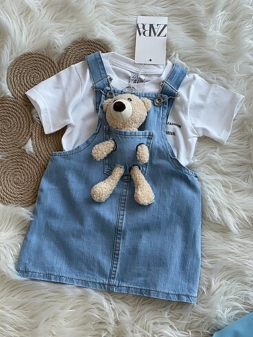 Zara teddy ayıcıklı kot elbise jile