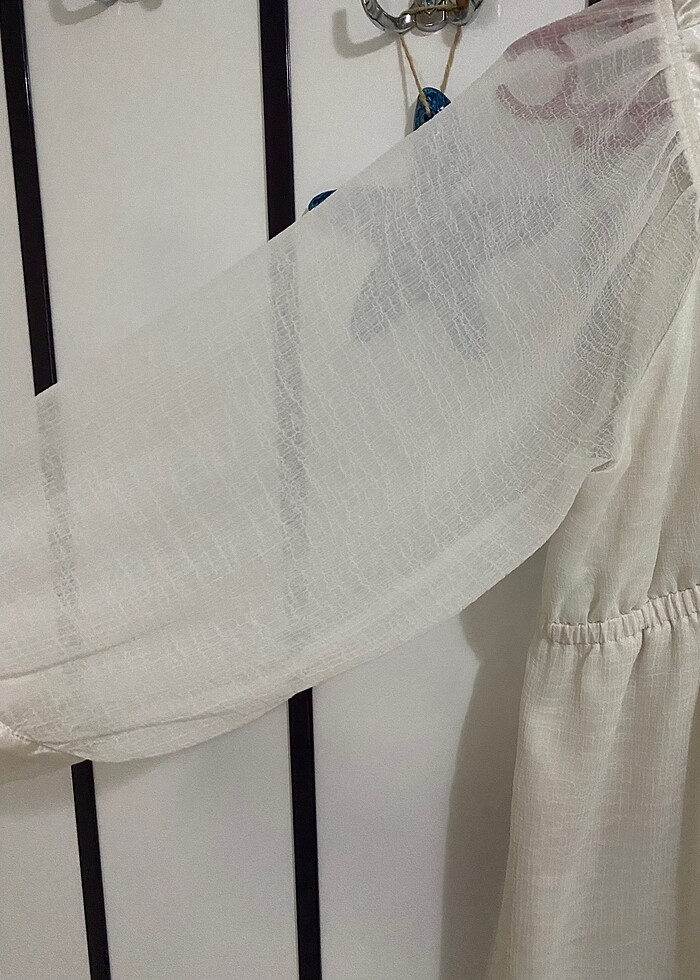 38 beden ekru renk yazlık elbise - Görsel 2