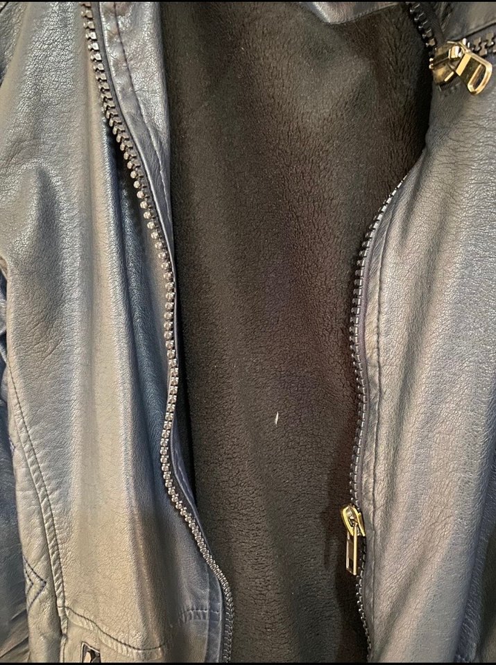 Siyah Deri Biker Ceket, Fermuarlı, - Görsel 3