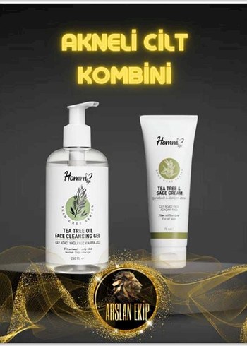 Akneli Cilt Kombini Çay Ağacı Yağlı Yüz Temizleyici ve Krem