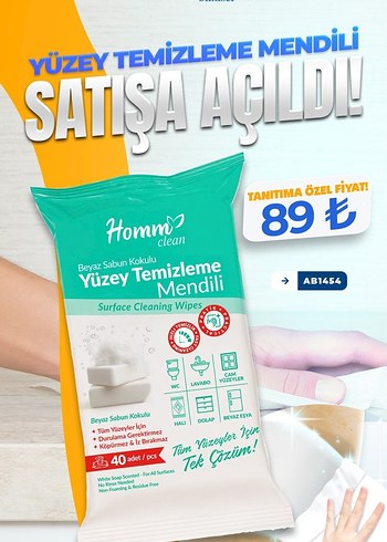 Hommo Yüzey Temizleme Mendili 40'lı
