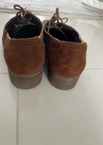Kahverengi Süet Kadın Oxford Ayakkabı - Görsel 3
