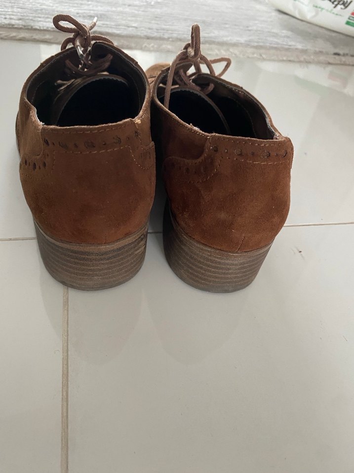 Kahverengi Süet Kadın Oxford Ayakkabı - Görsel 3