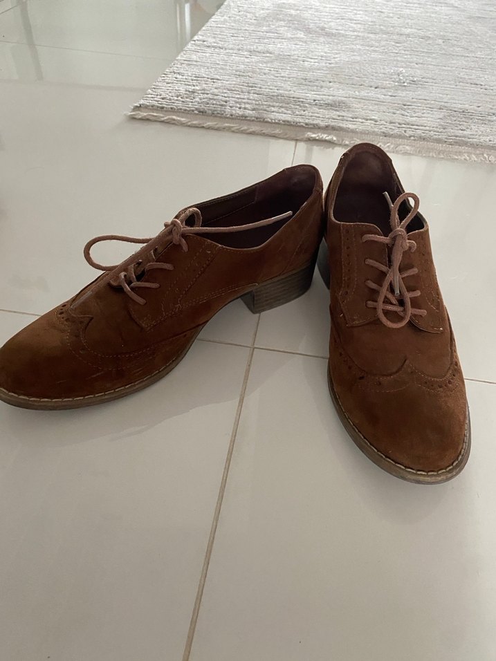Kahverengi Süet Kadın Oxford Ayakkabı - Görsel 2