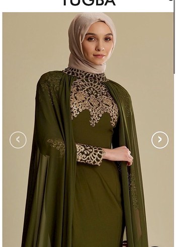 Tuğba haki tesettür abiye pelerinli Gold işlemeli - Görsel 4