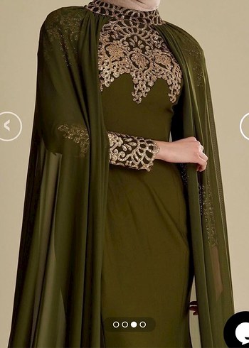 Tuğba haki tesettür abiye pelerinli Gold işlemeli - Görsel 5