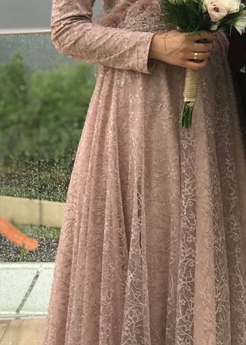 Pembe tesettür Abiye Elbise 40 beden - Görsel 2