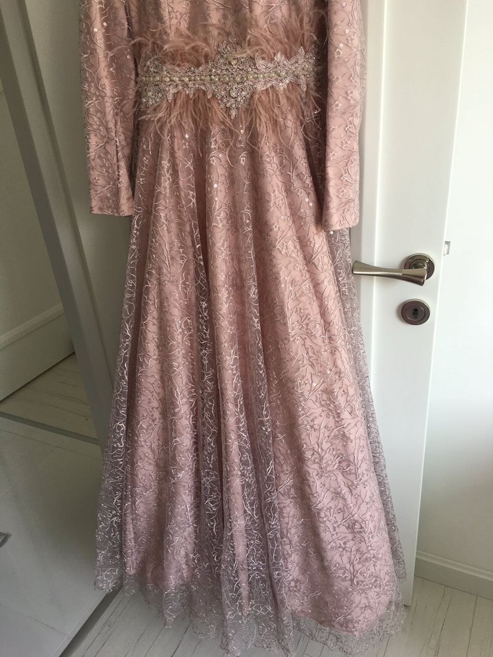 Pembe tesettür Abiye Elbise 40 beden - Görsel 3