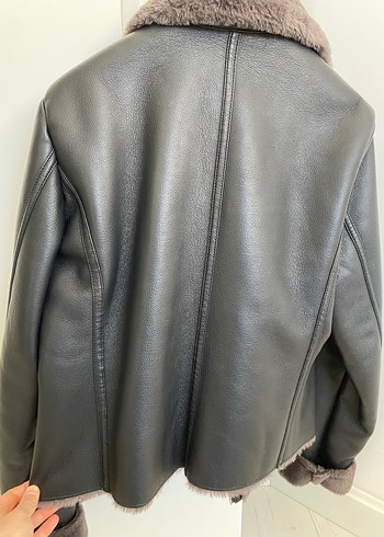 Mango Siyah içi Kürklü Deri Biker Ceket - Görsel 2