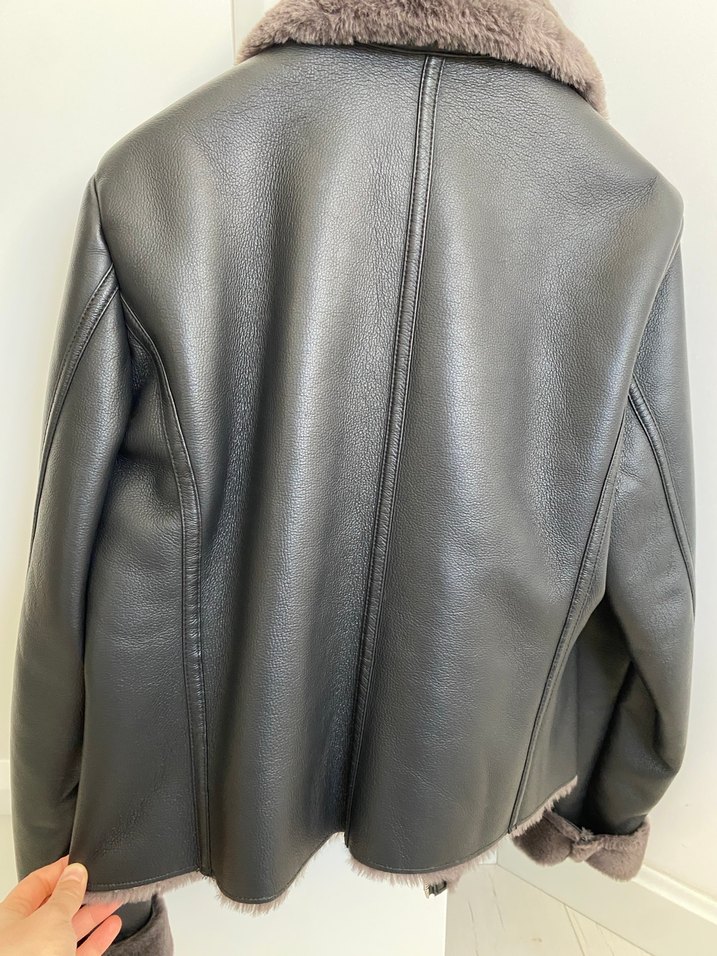 Mango Siyah içi Kürklü Deri Biker Ceket - Görsel 2