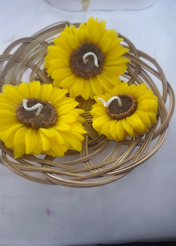 Sarı Ayçiçeği Şeklinde Mum Seti