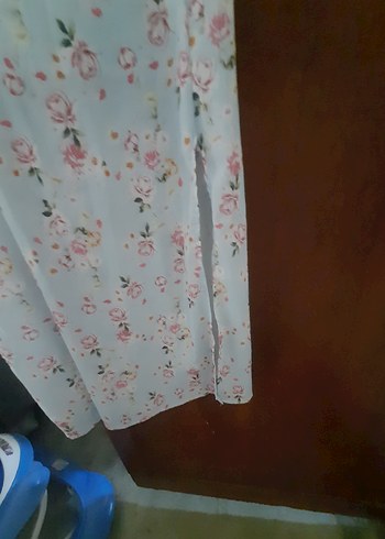 m Beden Beyaz Çiçekli Uzun Bohem Elbise