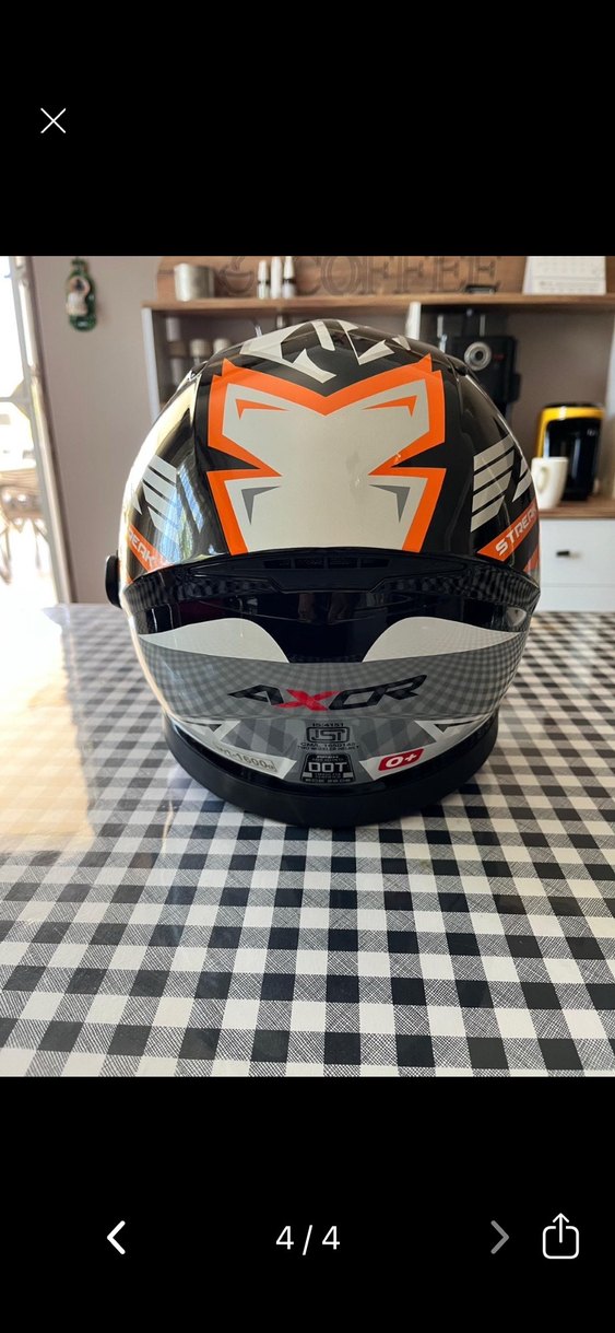 Turuncu Renkli Baskılı Motosiklet Kaskı - Görsel 3