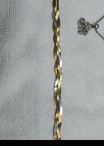 Altın ve Gümüş Renkli Örgülü Bileklik - Görsel 2