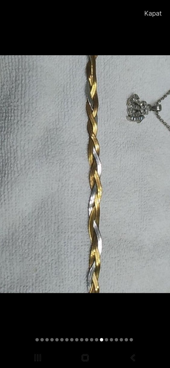 Altın ve Gümüş Renkli Örgülü Bileklik - Görsel 2