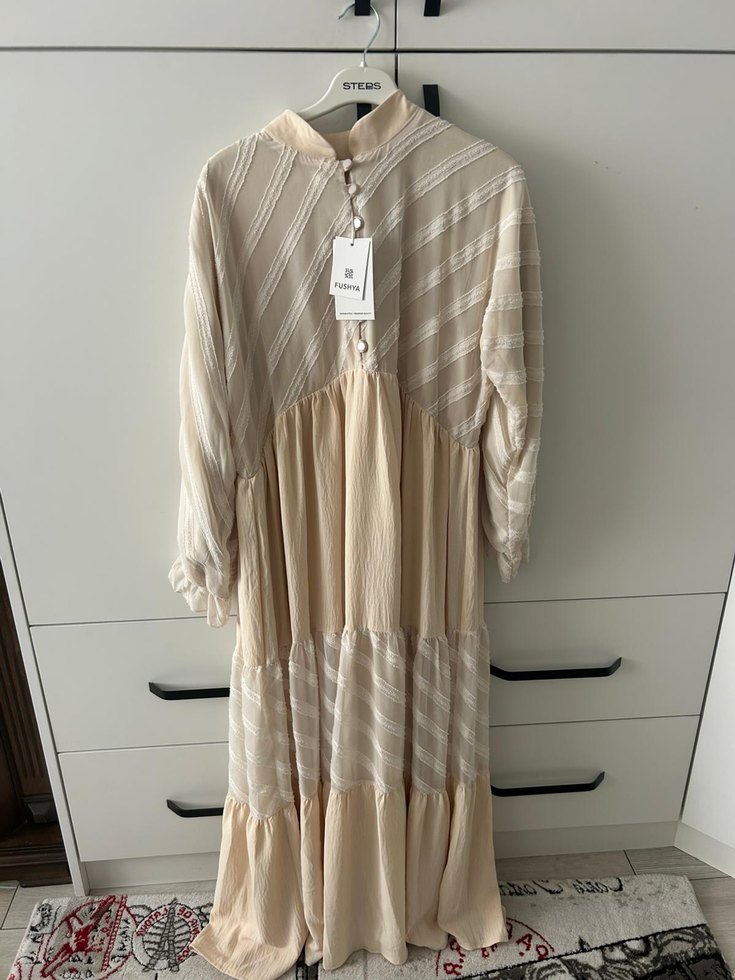 Diger Beyaz Uzun Bohem Elbise - Görsel 3