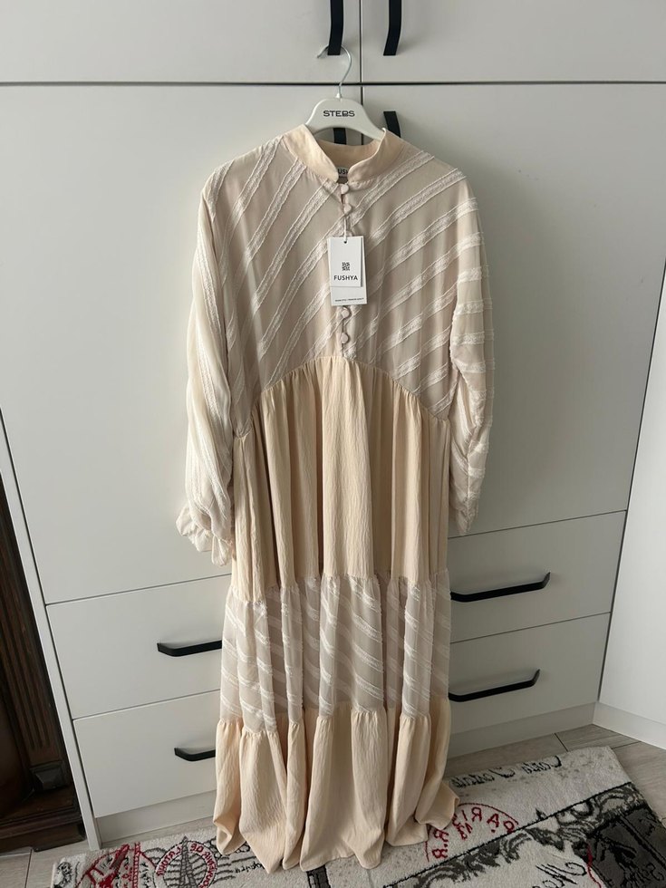 Diger Beyaz Uzun Bohem Elbise - Görsel 4