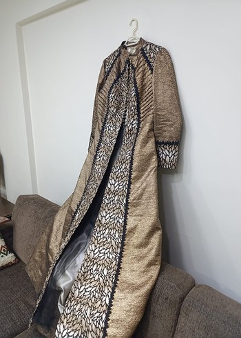 Desenli Uzun Kollu Kahverengi Kadın Elbise - Görsel 7