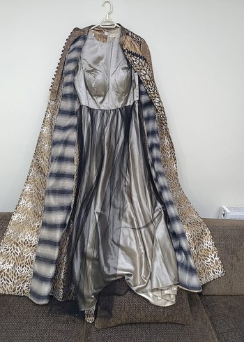 Desenli Uzun Kollu Kahverengi Kadın Elbise - Görsel 8