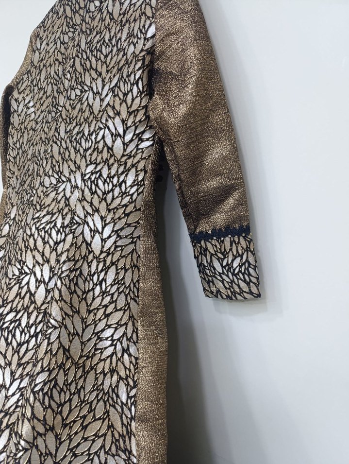 Desenli Uzun Kollu Kahverengi Kadın Elbise - Görsel 5