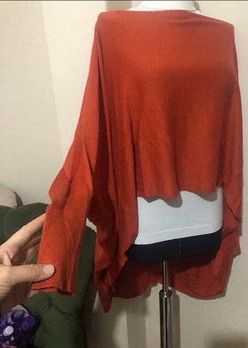 Zara Kadın Koyu Kırmızı Salaş Uzun Kollu Kazak