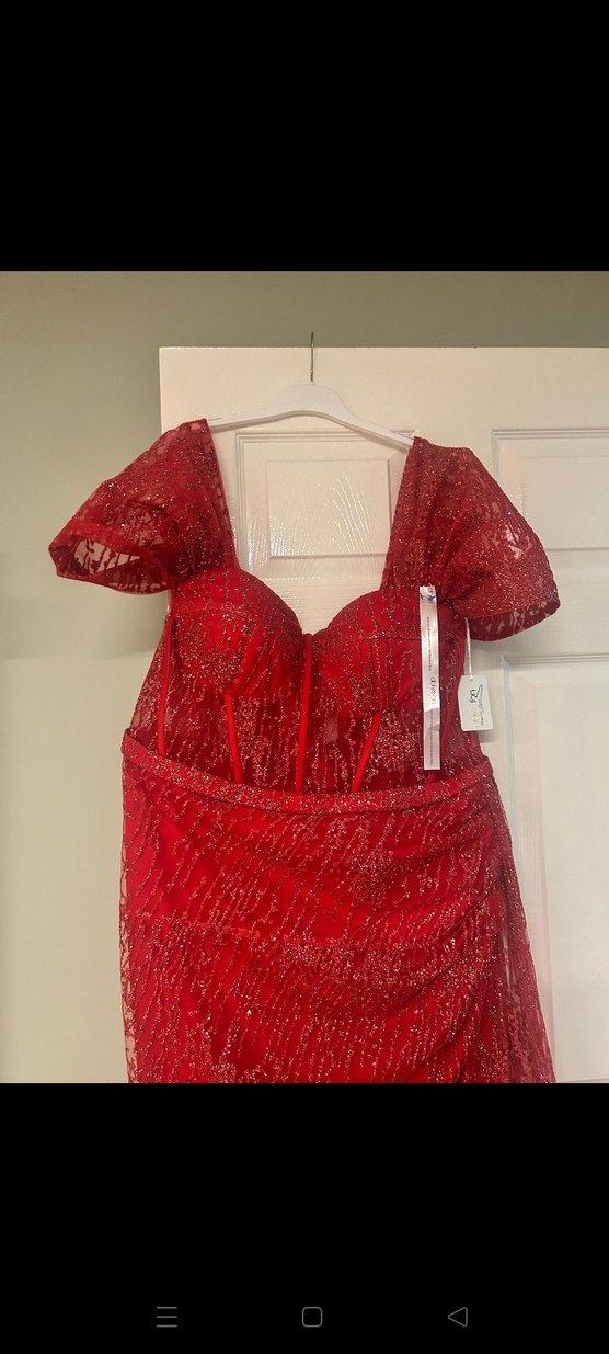 Drapeli Kırmızı Straplez Uzun Abiye Elbise - Görsel 4