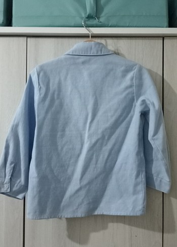 Erkek Çocuk Uzun Kollu Mavi Keten Gömlek - Görsel 3