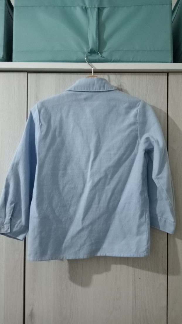 Erkek Çocuk Uzun Kollu Mavi Keten Gömlek - Görsel 3