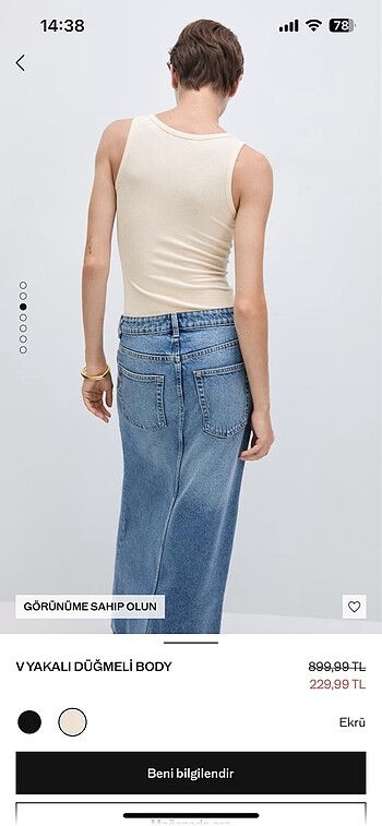 Mango Mango v yaka düğmeli body