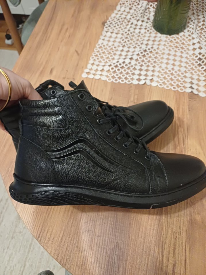 Siyah Deri Bağcıklı Erkek Bot - Görsel 2