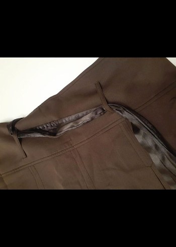 Kahverengi Kemerli Midi Kadın Etek - Görsel 2