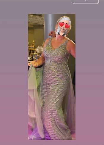 Mor Drapeli Uzun Abiye Elbise - Görsel 5