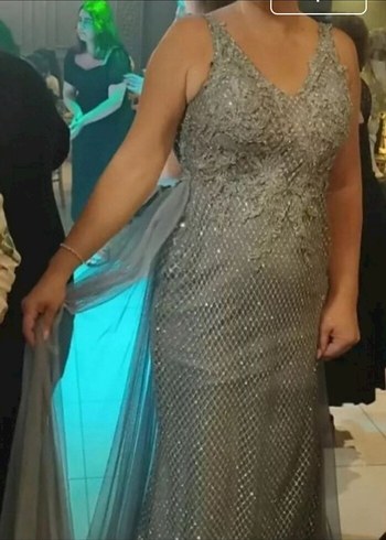 Mor Drapeli Uzun Abiye Elbise - Görsel 2